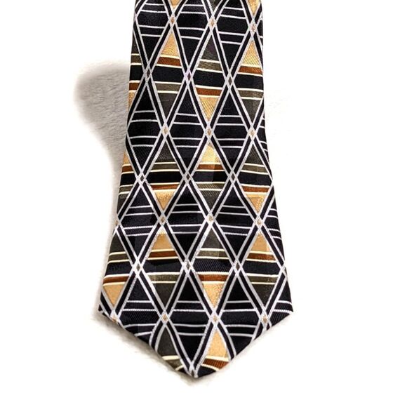 Vintage Men's Van Heusen 100% Silk Tie Abstract Diamond Pattern - Picture 9 of 13
